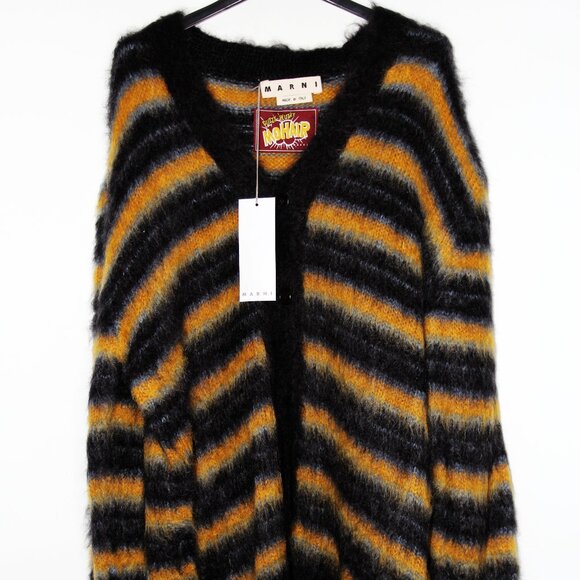 BNWT AW21 MARNI STRIPED FUZZY-WUZZY MOHAIR CARDIGAN 50 - Picture 2 of 11